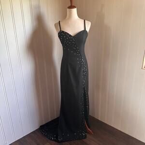 Vintage 90s/Y2K Beaded Black Maxi Gown 4